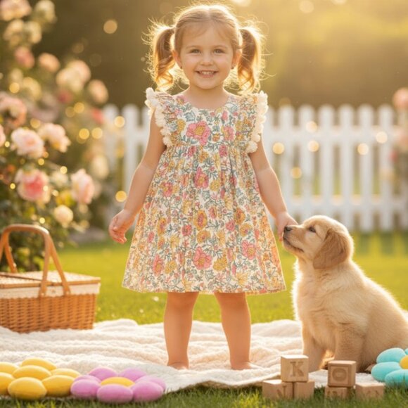 Other - NEW LAST ONE!!!  Girls dress size 2-3. Floral dress lace detailing on sleeve